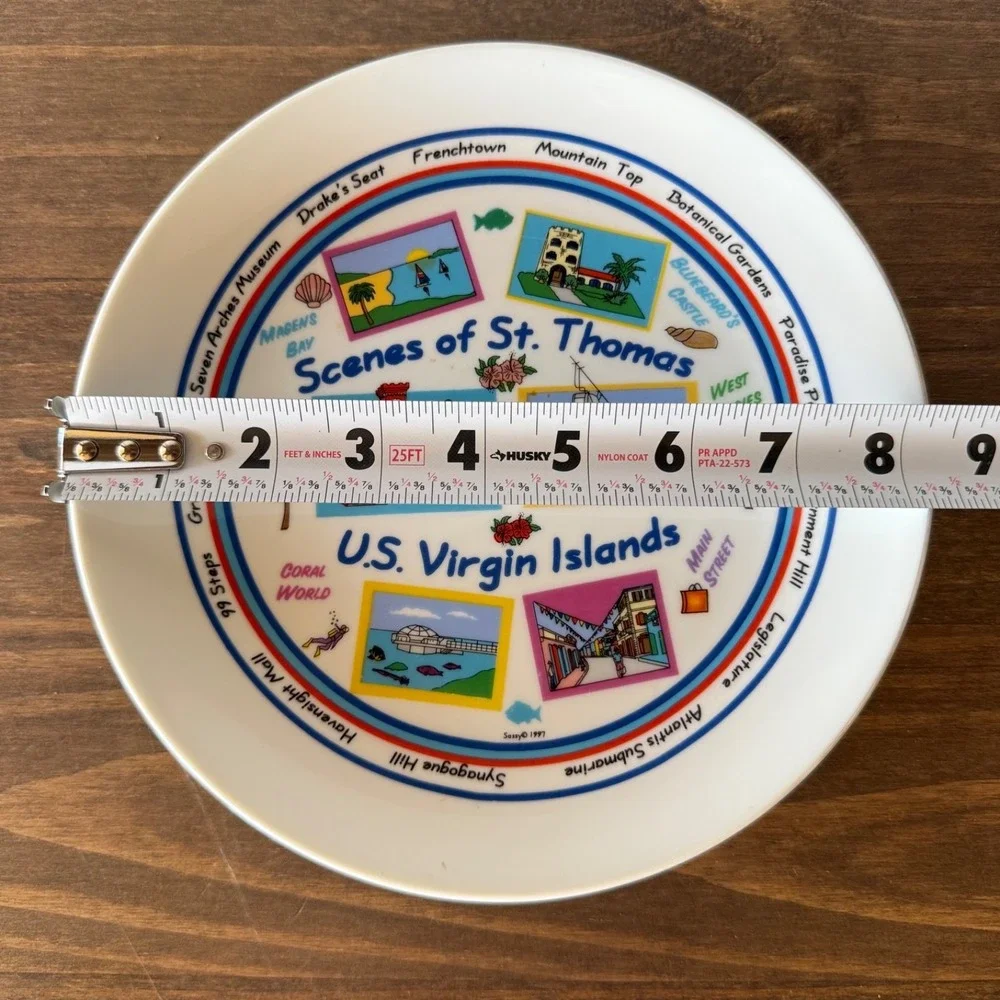 Vintage St Thomas US Virgin Islands Scenes Decorative Plate Caribbean Souvenir T